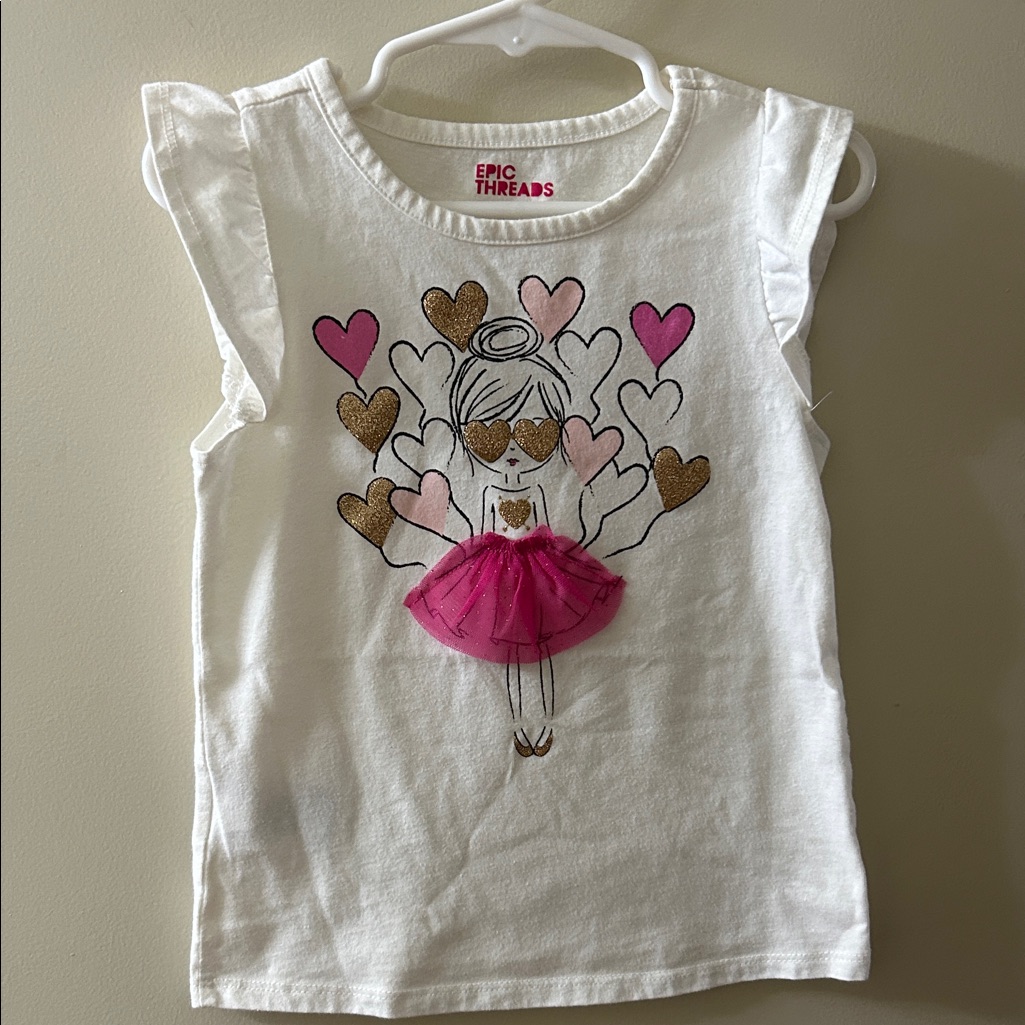 Epic Threads White Tee With Pink Accents